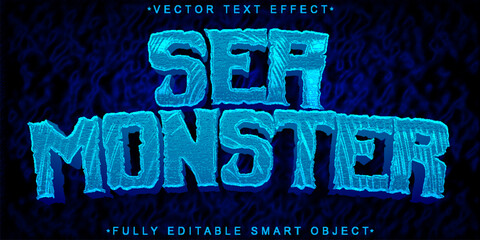 Poster - Blue Sea Monster Vector Fully Editable Smart Object Text Effect