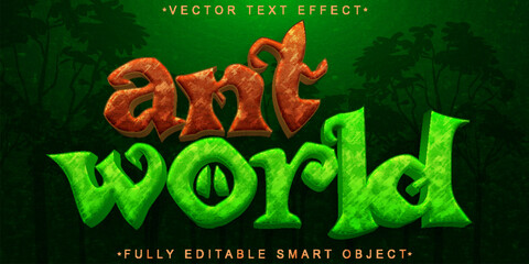 Poster - Cartoon Ant World Vector Fully Editable Smart Object Text Effect