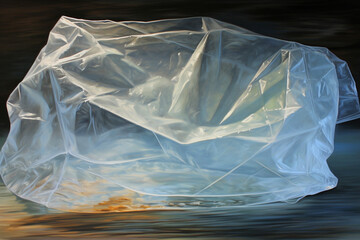 Aufkleber - The play of light and shadow on a plastic bag, creating an intriguing abstract composition.