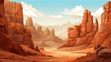 Fototapeta  - A majestic canyon with layered rock formations. vector cartoon graphic Generative AI