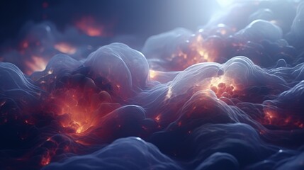 Poster - Abstract nebulous forms resembling celestial bodies in a cosmic-inspired background. Generative AI