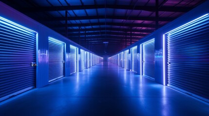 Poster - Self-Storage Corridor blue View Generative AI