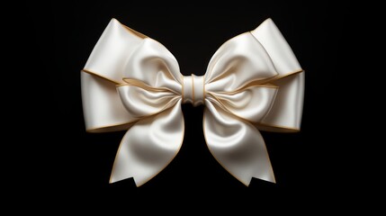 Aufkleber - Snow White Ribbon and Elegant Gold Bow Generative AI
