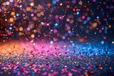 Fototapeta Tęcza - Dive into the festive atmosphere with this captivating image of colorful confetti against a vibrant bokeh background, creating a dynamic and celebratory visual experience for your projects
