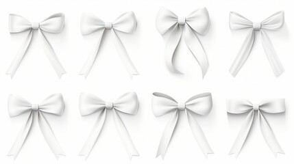 Aufkleber - set of different white ribbons, on a white isolated background Generative AI