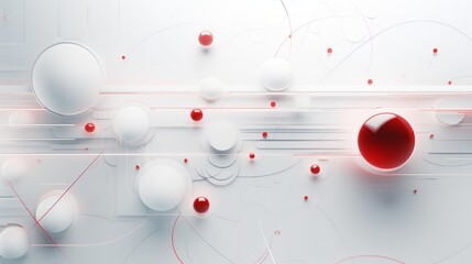 Aufkleber - technology background, simple white, red accents photorealistic Generative AI