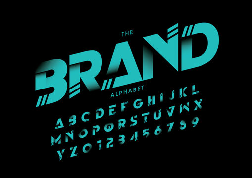 Vector of stylized modern font and alphabet