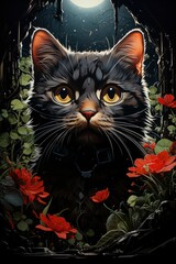 Naklejka na meble A Cat, Cartoon, Generative AI