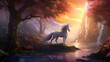 Enchanting Unicorn Fantasy: Rainbow-Maned Unicorn in a Magical Forest - A Whimsical Equine Tale Amidst Nature's Enchantment