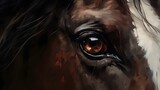 Fototapeta  - A close-up portrait of a horse with stunning, expressive eyes