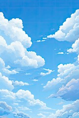 Wall Mural - Blue sky with cloud, catoon style, generative ai