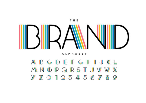 Vector of stylized modern font and alphabet