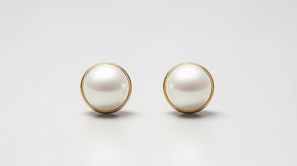 Canvas Print - white pearl pieced earrings pair fine jewelry isolated on white background