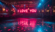 © Mathieu - Romantic 'I Love You' Neon Sign in an Ambient Party Venue