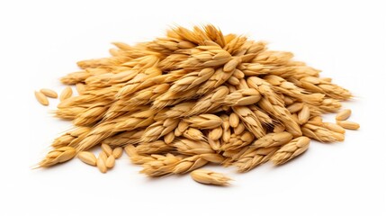 Aufkleber - A close-up realistic photo of a small pile of wheat grains on a white background Generative AI