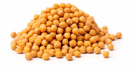 Poster - Close-up realistic photo featuring a small pile of chickpeas on a white background Generative AI