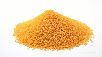 Poster - Close-up realistic photo of a small mound of bulgur grains on a white background Generative AI