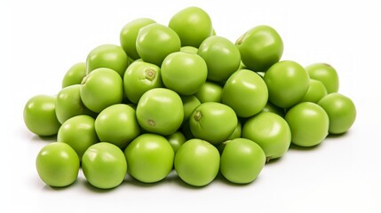 Poster - Close-up realistic photo of a small mound of green peas on a white background Generative AI