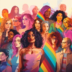 Aufkleber - Stock image of transgender individuals expressing their identity and individuality with confidence Generative AI