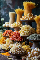 Poster - A portrayal of a noodle family, each member with unique pasta characteristics.