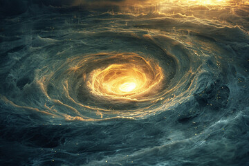 Poster - A portrayal of a giant whirlpool made entirely of linguine, with a mysterious glow at its center.
