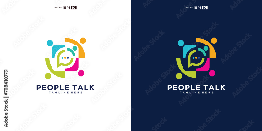 people family together human unity chat bubble logo vector icon. people ...