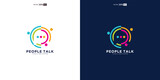 Fototapeta  - people family together human unity chat bubble logo vector icon. people talk colorful logo design concept