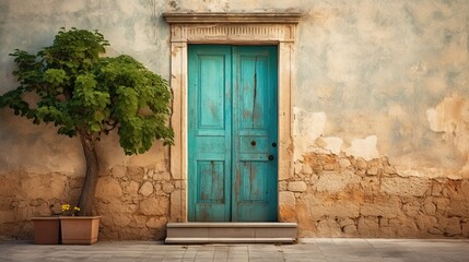 an old teal door similar to italy