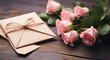 Ramo de flores y carta de regalo para el día de la madre.