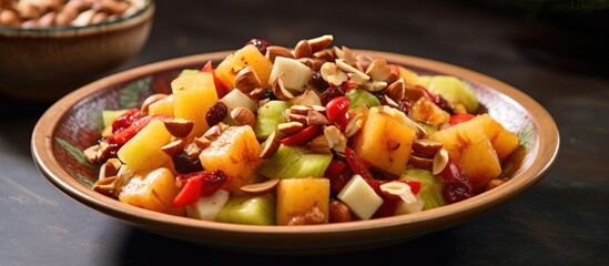 Wall Mural - Indonesian fruit salad made with various fruits and sambal of palm sugar, peanuts, and chilies.