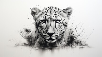 Wall Mural - Wild animals with fantasy nature background AI generated picture