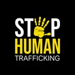 Stop human trafficking banner. Isolated on black background. 
