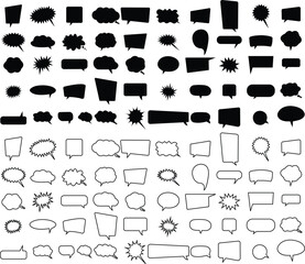 Poster - Set of Talk bubble speech icons. Blank empty bubble vectors illustrations designs elements. Chat on Flat symbols template editable stock. Dialogue balloon sticker silhouette on transparent background.
