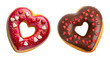© jobi_pro - Pair of Delectable Heart Shaped Chocolate and Strawberry Glazed Doughnuts on Transparent Background, PNG file