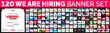 120 big mega bundle of We are hiring job vacancy social media post banner design set template. We are hiring job vacancy square web banner design bundle. Hiring banner set. Hiring Banner bundle.