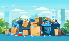 Boxes Pile Of Trash Vector Flat Minimalistic Isolated Vector Style Illustration