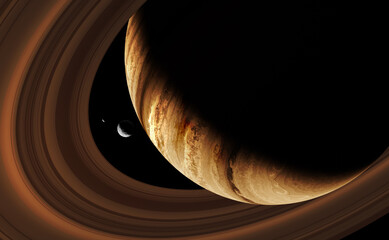 Wall Mural - gas giant planet in deep space, 3d animation