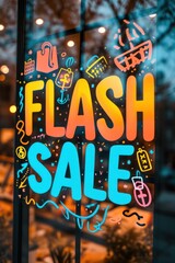 Sticker - A window with a flash sale sign on it, AI