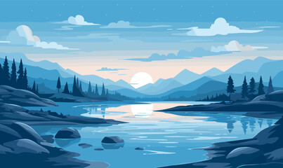 Wall Mural - fantasy lake vector flat minimalistic isolated illustration