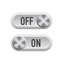 Poster - Set of user interface elements, slider switches set. UI Switch Button (On/Off). Metal round button on energy. Vector illustration