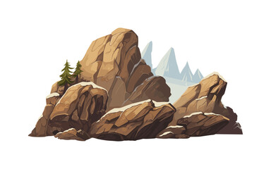 Wall Mural - Large rock isolated vector style on isolated background illustration