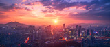 Fototapeta Na ścianę - Seoul City Beautiful Panorama Sunset