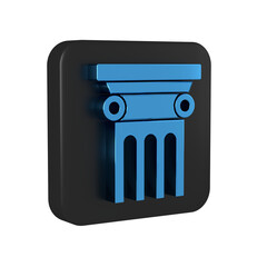 Sticker - Blue Law pillar icon isolated on transparent background. Black square button.