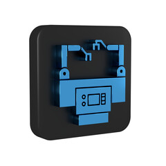Poster - blue assembly line icon isolated on transparent background. automatic production conveyor. robotic i