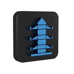 Poster - Blue Electric tower used to support an overhead power line icon isolated on transparent background. High voltage power pole line. Black square button.