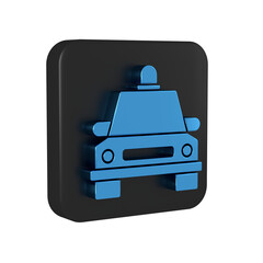 Sticker - Blue Taxi car icon isolated on transparent background. Black square button.