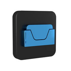 Poster - Blue Pet bed icon isolated on transparent background. Black square button.