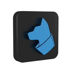 Sticker - Blue Cat icon isolated on transparent background. Black square button.