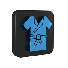 Sticker - Blue Japanese traditional costume Kimono icon isolated on transparent background. Black square button.