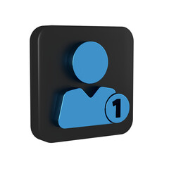 Poster - Blue Add to friend icon isolated on transparent background. Black square button.